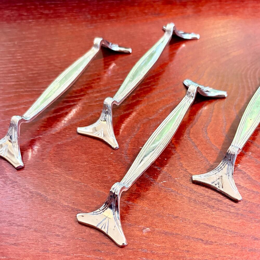 Vintage Silver Tone Knife Rests Set of 4 | Art Deco Style Cutlery Holders